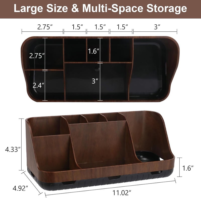 GFWARE Wood Toothbrush Holders for Bathrooms Countertop Organizer - Detachable 7 Slots Kid Bathroom Decor and Accessories, Wooden Bathroom Sink Storage Organization, Caddy, Tray, Brown - Image 5